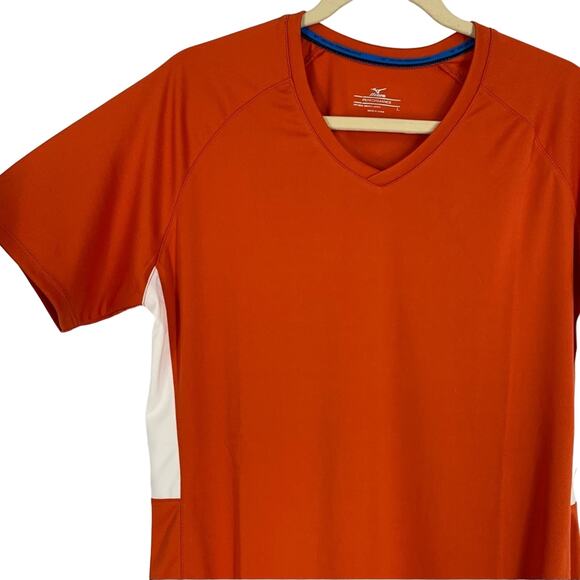 Mizuno Orange Short Sleeve V-Neck shirt Size Large - Picture 4 of 8